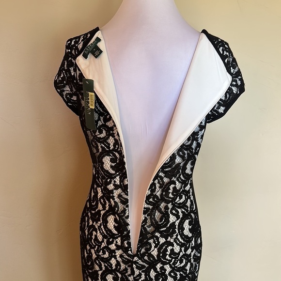 NWT Lauren Ralph Lauren dress black lace overlay cream Sz 10 | LISTED @ 65% OFF - Picture 13 of 16
